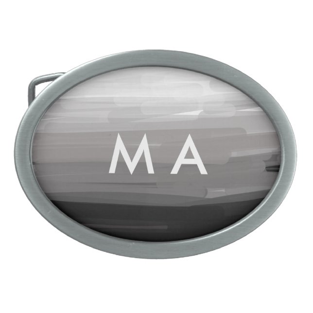 Simple monogram add your name letter man minimal t belt buckle (Front)