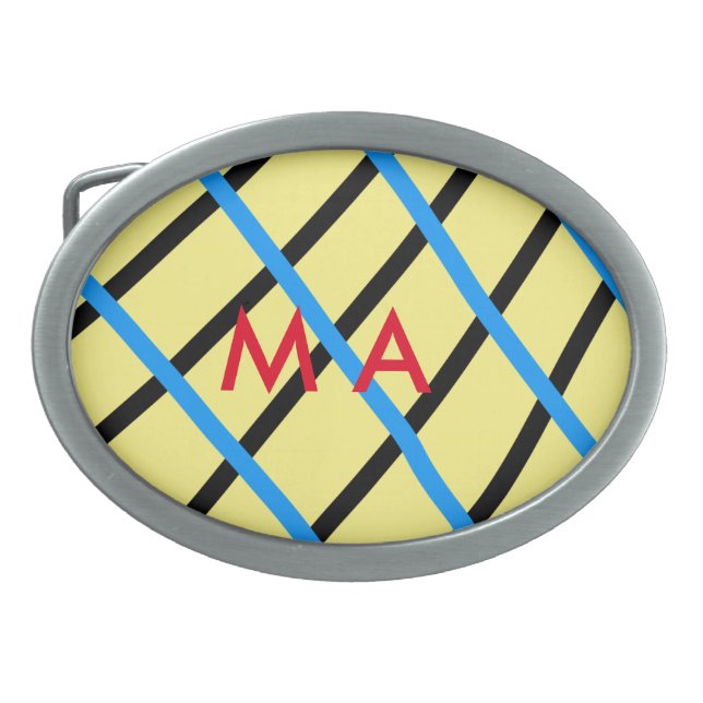 Simple monogram add your name letter man minimal t belt buckle (Front)