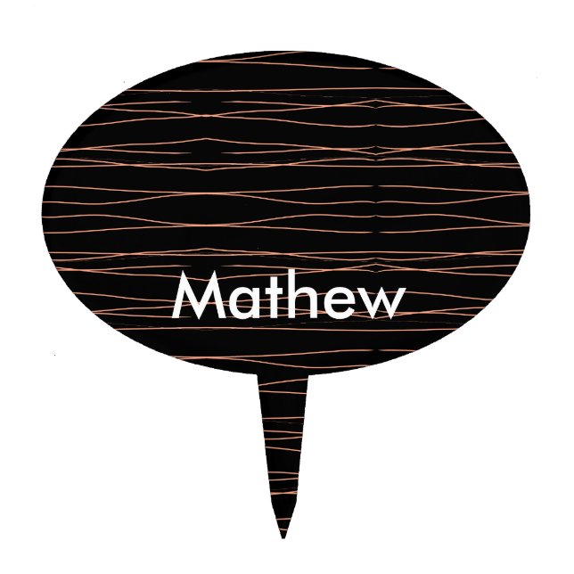 Simple monogram add your name letter man minimal t cake topper (Front)