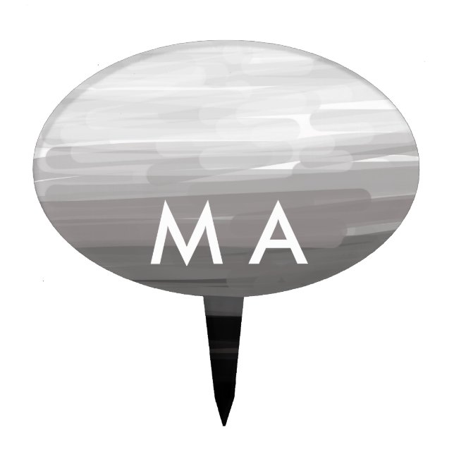 Simple monogram add your name letter man minimal t cake topper (Front)