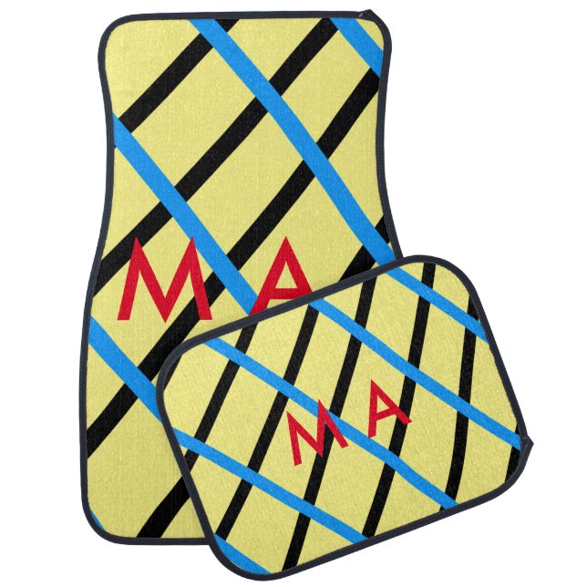 Simple monogram add your name letter man minimal t car floor mat (Set)