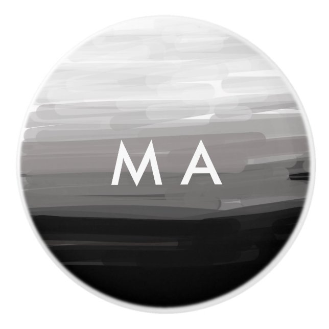 Simple monogram add your name letter man minimal t ceramic knob (Front)