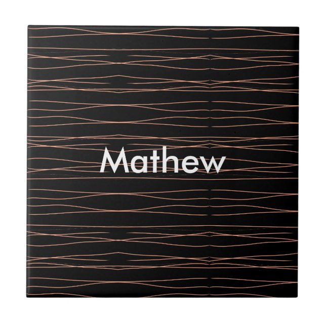 Simple monogram add your name letter man minimal t ceramic tile (Front)