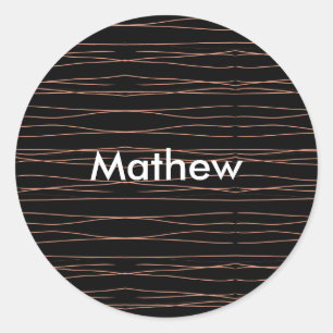 Simple monogram add your name letter man minimal t classic round sticker