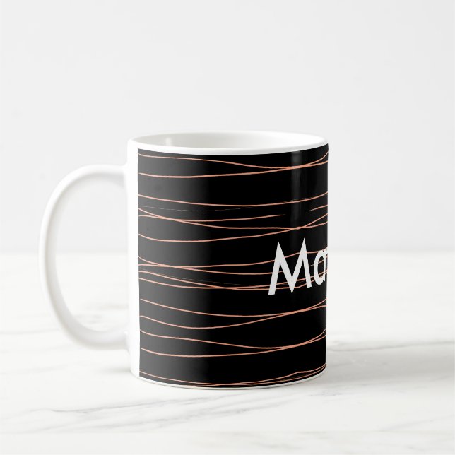 Simple monogram add your name letter man minimal t coffee mug (Left)