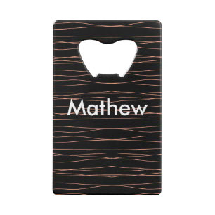 Simple monogram add your name letter man minimal t credit card bottle opener