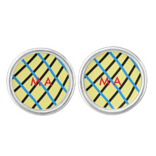 Simple monogram add your name letter man minimal t cufflinks