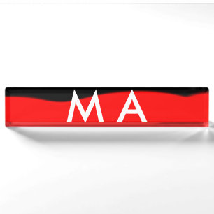 Simple monogram add your name letter man minimal t desk name plate