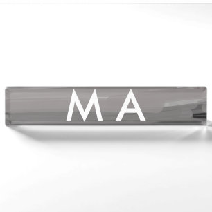 Simple monogram add your name letter man minimal t desk name plate