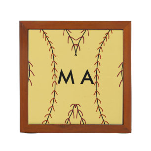 Simple monogram add your name letter man minimal t desk organizer