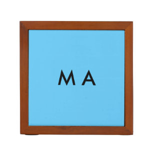 Simple monogram add your name letter man minimal t desk organizer
