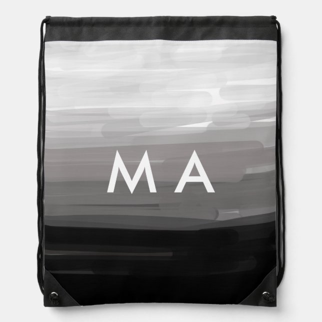 Simple monogram add your name letter man minimal t drawstring bag (Front)