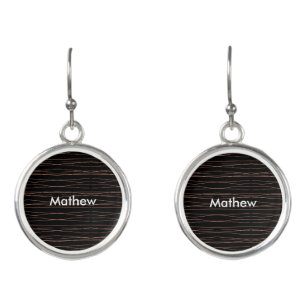 Simple monogram add your name letter man minimal t earrings