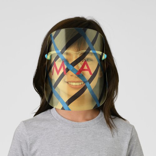 Simple monogram add your name letter man minimal t kids face shield