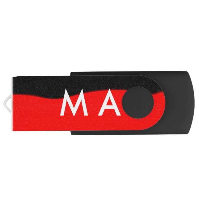 Simple monogram add your name letter man minimal t flash drive (Back)