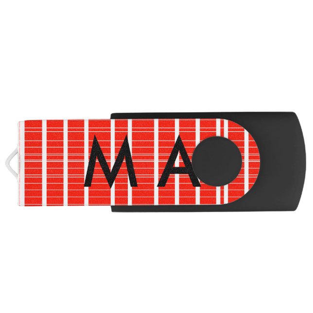 Simple monogram add your name letter man minimal t flash drive (Back)