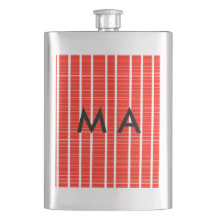 Simple monogram add your name letter man minimal t flask
