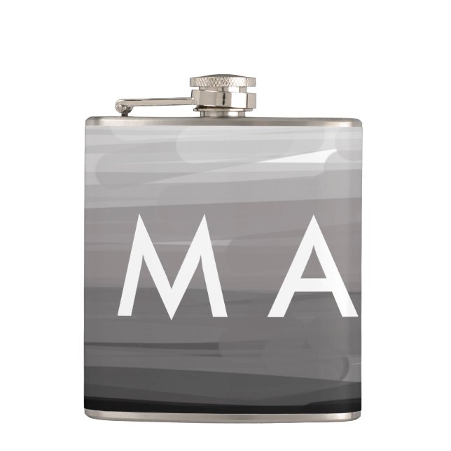 Simple monogram add your name letter man minimal t flask (Front)