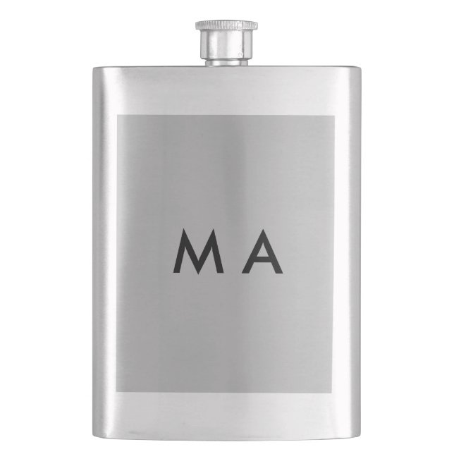 Simple monogram add your name letter man minimal t flask (Front)