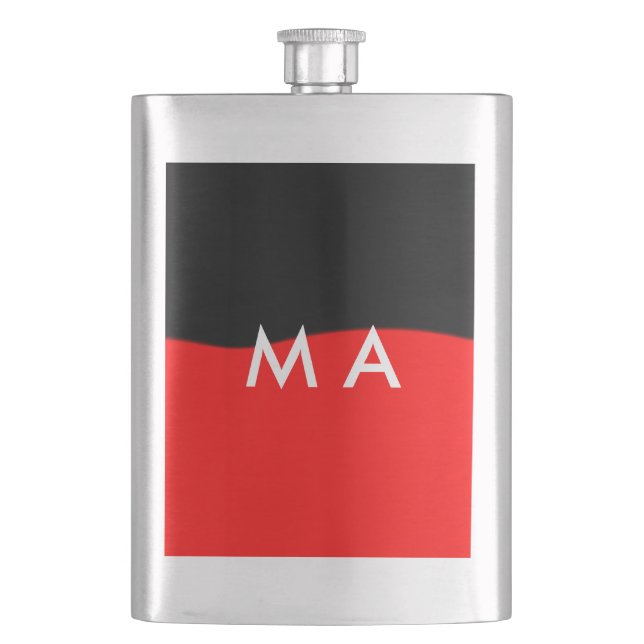 Simple monogram add your name letter man minimal t flask (Front)