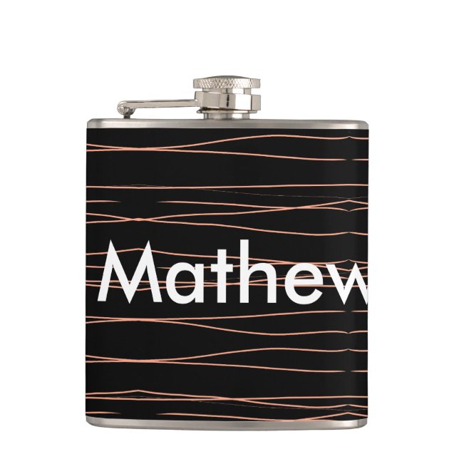 Simple monogram add your name letter man minimal t flask (Front)