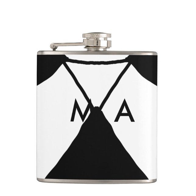 Simple monogram add your name letter man minimal t flask (Front)