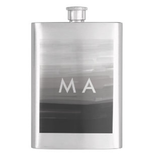 Simple monogram add your name letter man minimal t flask