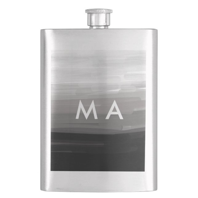 Simple monogram add your name letter man minimal t flask (Front)