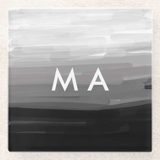 Simple monogram add your name letter man minimal t glass coaster (Front)