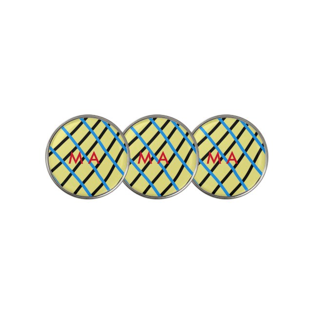 Simple monogram add your name letter man minimal t golf ball marker (3 Up)