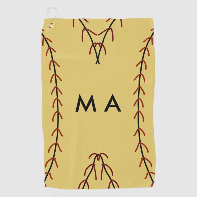 Simple monogram add your name letter man minimal t golf towel (Front)