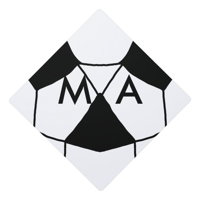 Simple monogram add your name letter man minimal t graduation cap topper (Front)