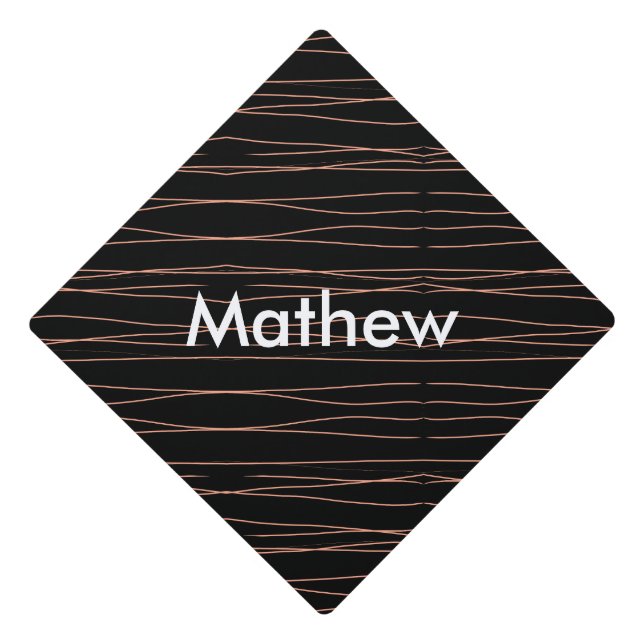 Simple monogram add your name letter man minimal t graduation cap topper (Front)