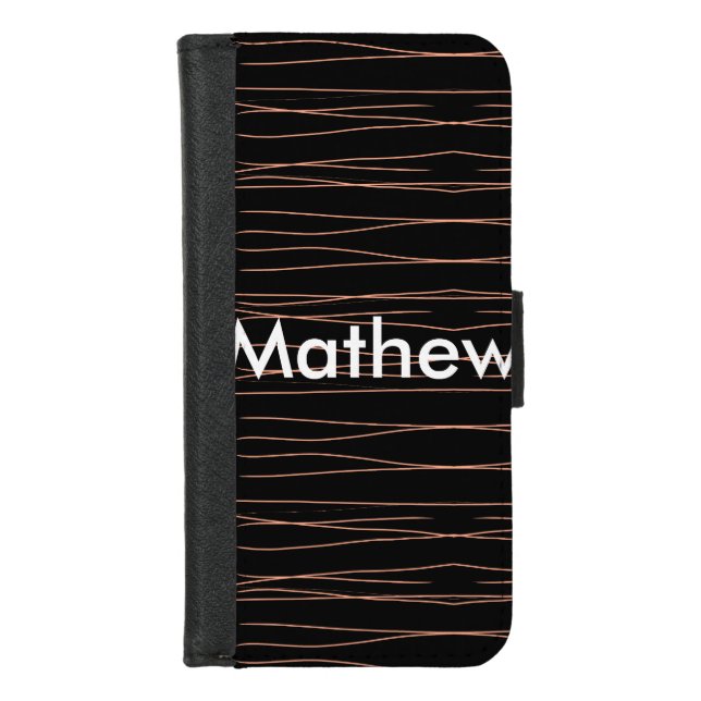 Simple monogram add your name letter man minimal t iPhone wallet case (Front)