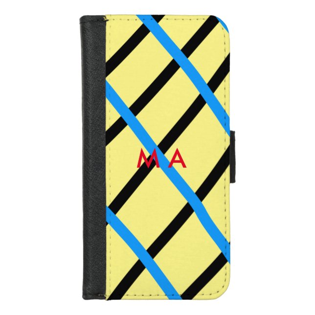 Simple monogram add your name letter man minimal t iPhone wallet case (Front)