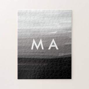 Simple monogram add your name letter man minimal t jigsaw puzzle