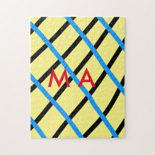 Simple monogram add your name letter man minimal t jigsaw puzzle