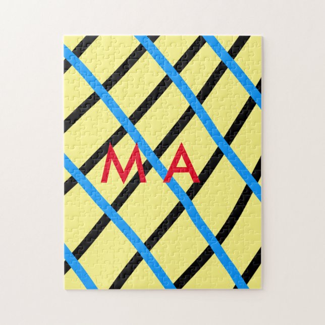 Simple monogram add your name letter man minimal t jigsaw puzzle (Vertical)