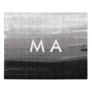 Simple monogram add your name letter man minimal t jigsaw puzzle