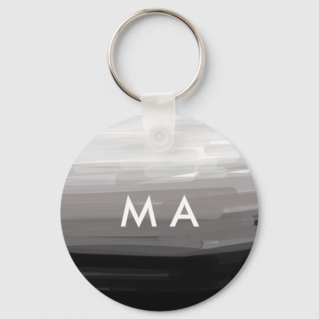 Simple monogram add your name letter man minimal t keychain (Front)