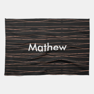 Simple monogram add your name letter man minimal t kitchen towel