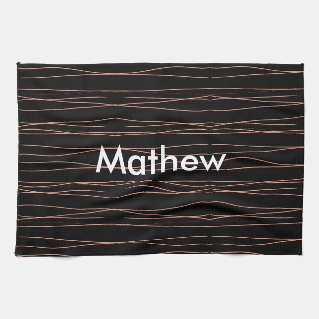 Simple monogram add your name letter man minimal t kitchen towel (Horizontal)
