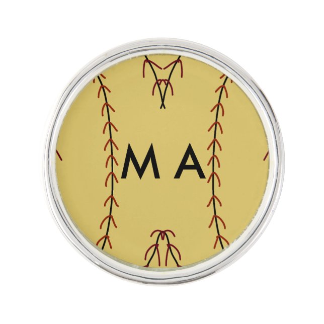 Simple monogram add your name letter man minimal t lapel pin (Front)