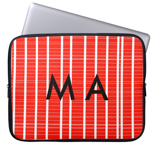 Simple monogram add your name letter man minimal t laptop sleeve (Front)