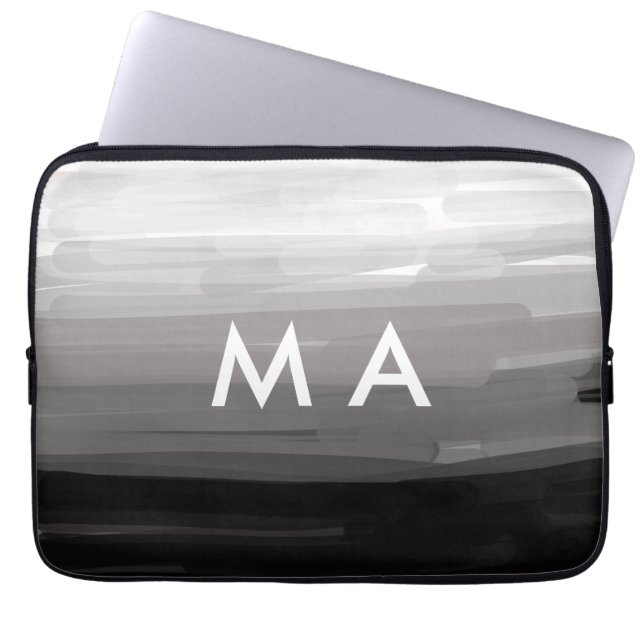 Simple monogram add your name letter man minimal t laptop sleeve (Front)