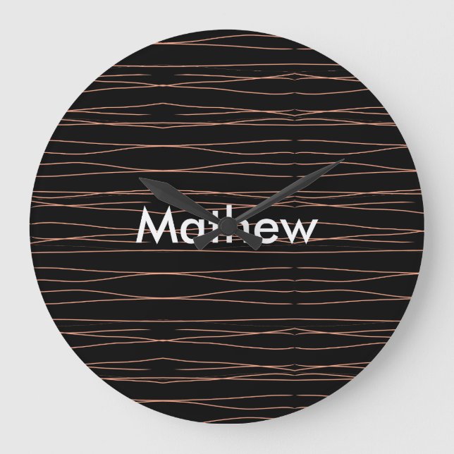 Simple monogram add your name letter man minimal t large clock (Front)