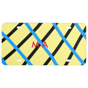 Simple monogram add your name letter man minimal t license plate