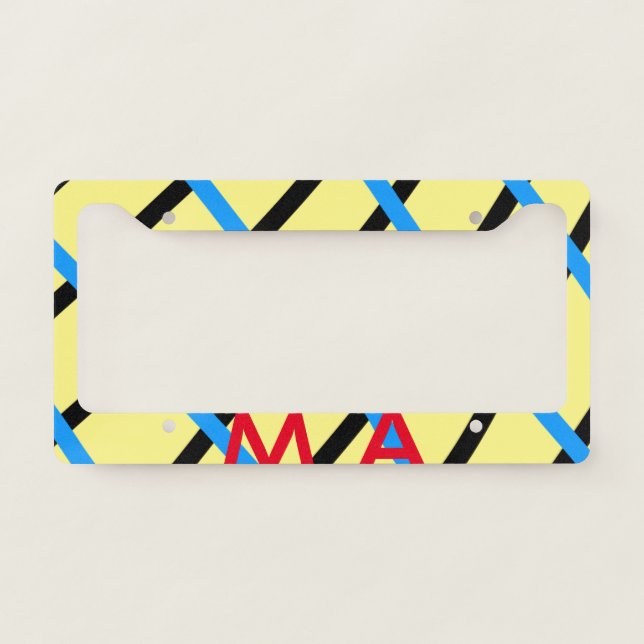 Simple monogram add your name letter man minimal t license plate frame (Front)