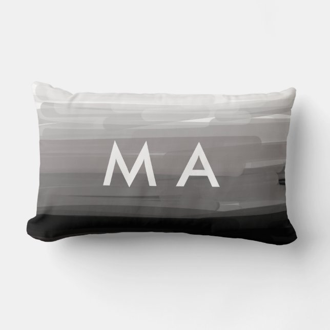 Simple monogram add your name letter man minimal t lumbar pillow (Front)