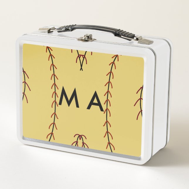 Simple monogram add your name letter man minimal t metal lunch box (Front)